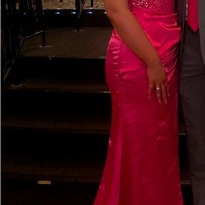 Elegant Pink Satin Dress